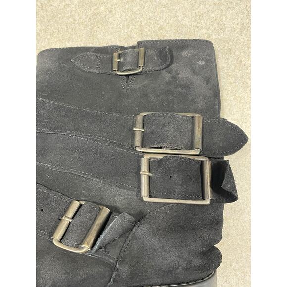 Zigi Soho Black Leather Pull On Ankle Boots Women’s 8.5 W/ Buckle Accents- Boho - Picture 6 of 10